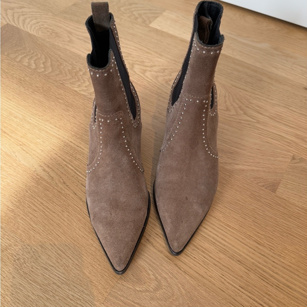 PAIGE Taupe Studded Ankle Booties
